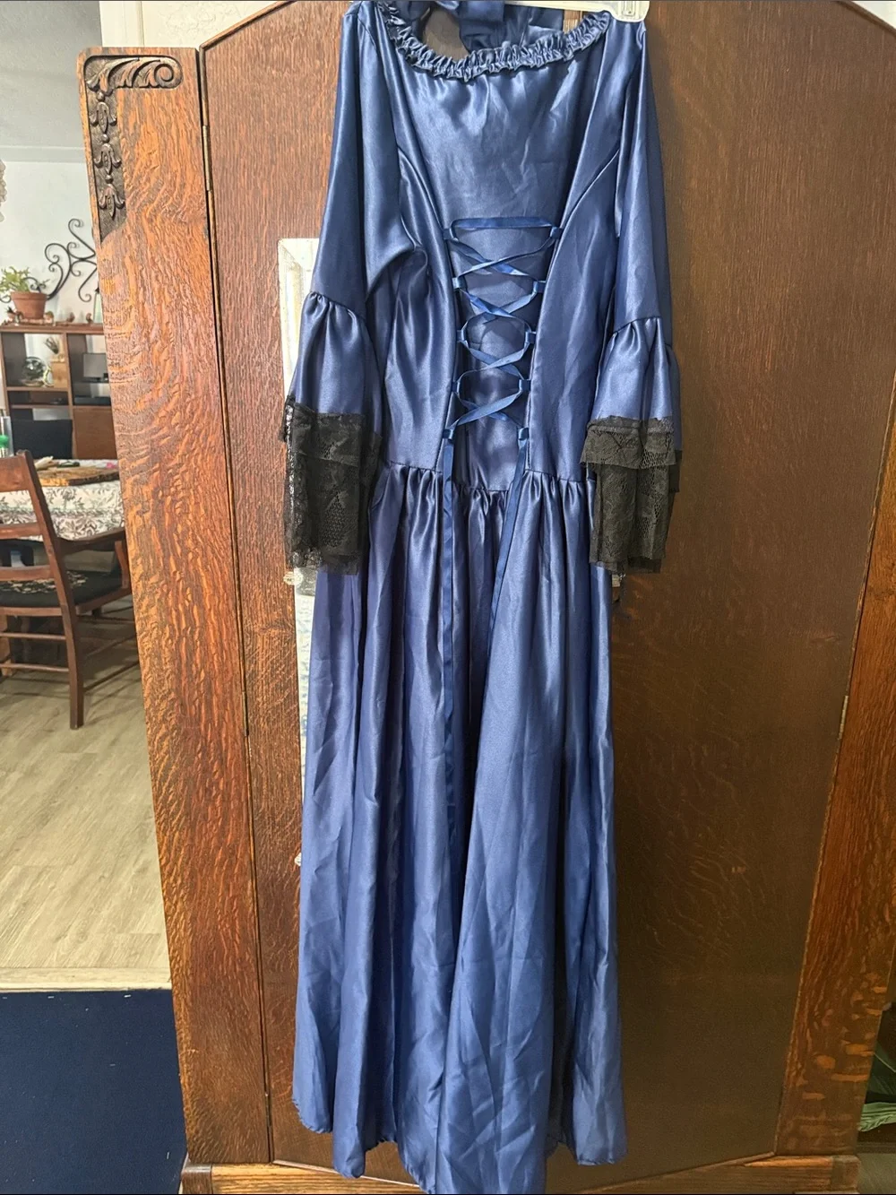 Navy Satin Vintage-Style Victorian or Prairie Theater Costume add a petticoat